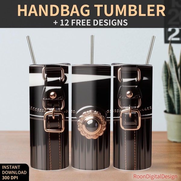 Luxury Vintage Handbag 20oz Skinny Tumbler Sublimation Design, Purse Digital Download PNG Instant, Fashion Straight Tumbler Wrap, Accessory