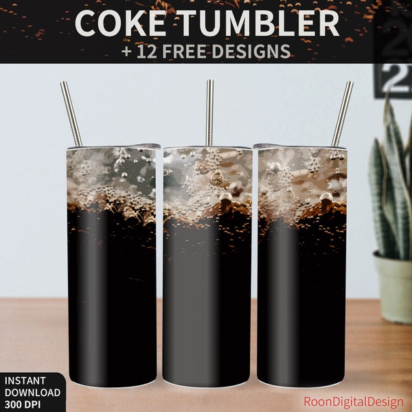 Coke 20oz Skinny Tumbler Sublimation Design, Cola Soft Drink Digital Download PNG Instant, Funny Straight Tumbler Wrap Bundle,Pop,Commercial