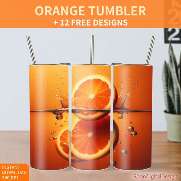 Citrus Juice 20oz Skinny Tumbler Sublimation Design, Orange Slices Digital Download PNG Instant, Fruit Drink Straight Tumbler Wrap, Funny