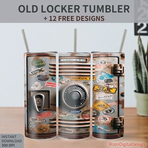 Alter verrosteter Tresor 20 Unzen Skinny Tumbler Sublimationsdesign, lustiger digitaler Download PNG Instant, Retro Straight Tumbler Wrap Bundle