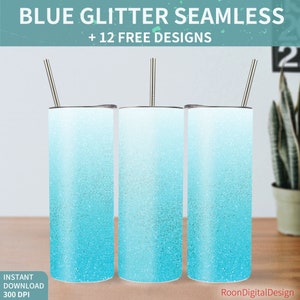 Blue Glitter Ombre Tumbler Sublimation Design (Digital Download)