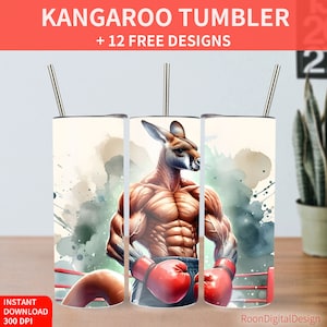 Muscular Kangaroo Boxing 20oz Tumbler Sublimation Design (Digital Download)