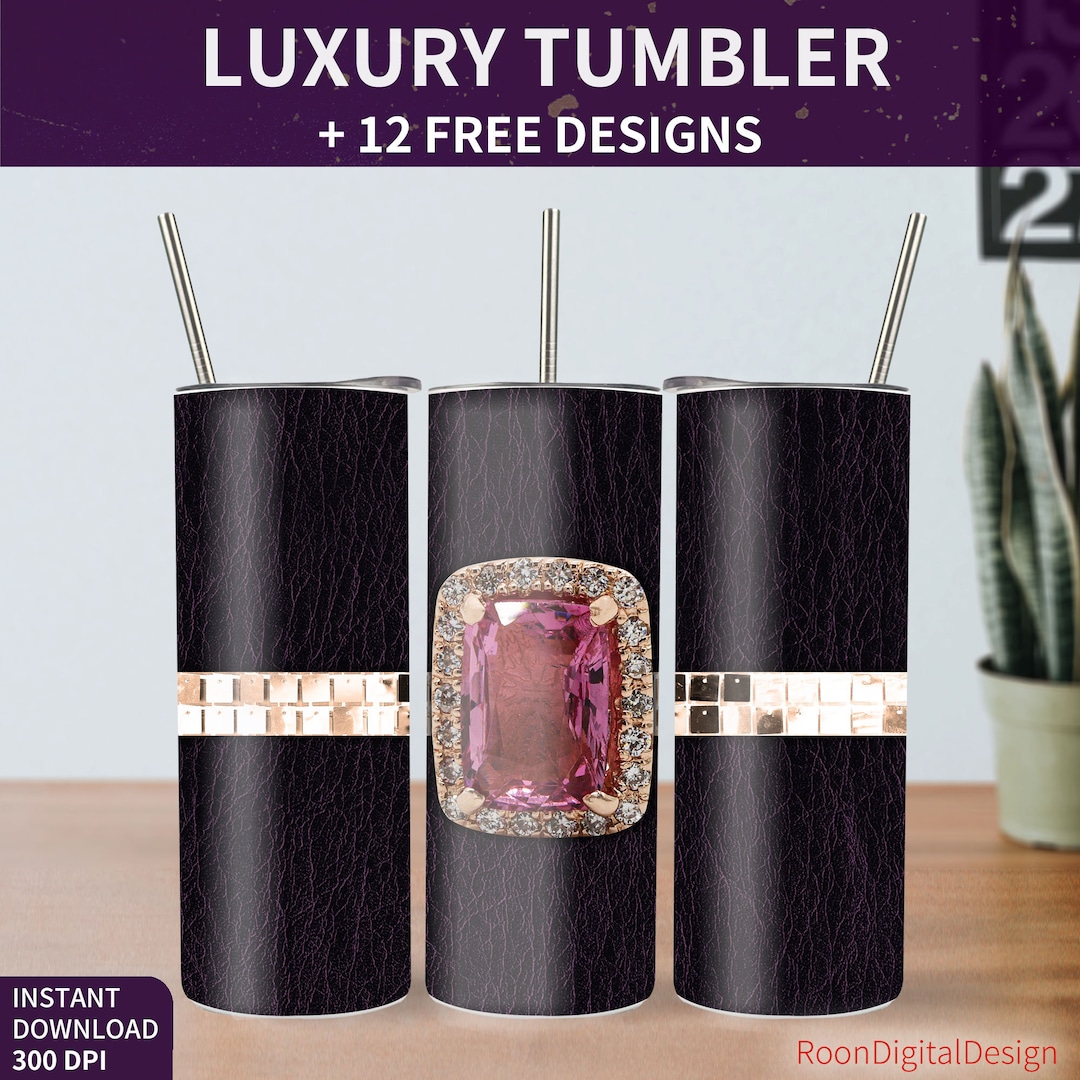 Luxury 20oz Skinny Tumbler Sublimation Design, Gem Diamond Jewelry