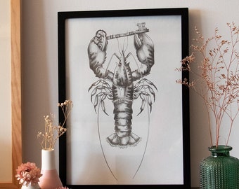 Homard gardien du secret // Affiche illustration