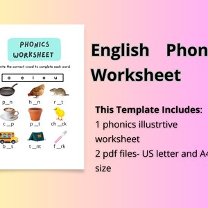 Printable Illustrative Phonics Worksheet for Kids, Spelling Worksheet ...
