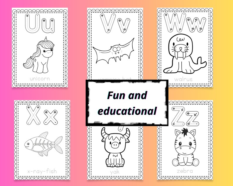 Alphabet Animal Coloring Book- Animal and Alphabet Tracing- Instant ...