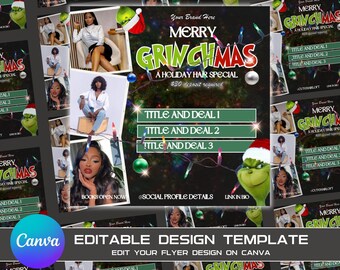 Holiday Deal Beauty Flyer, DIY Flyer Template Design, Book Now Flyer, Grinch Deal Flyer, Beauty Flyer, Premade Christmas Booking Flyer