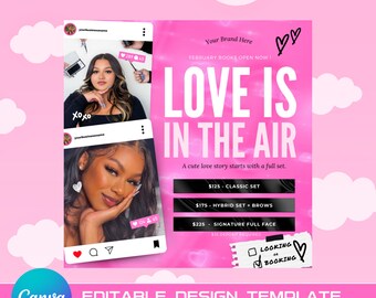 February Booking Flyer, Valentines Day Flyer, DIY Flyer Template Design, Book Now Flyer, Bookings Deal Flyer, Beauty Flyer,
