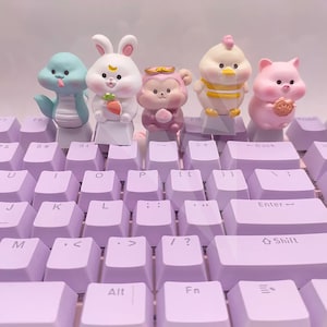 Anime PBT Keycaps - Aangepast voor Cherry MX Mechanisch Toetsenbord, Schattige Dieren Keycaps - Gepersonaliseerde PC Keycaps, ambachtelijke keycaps, kawaii