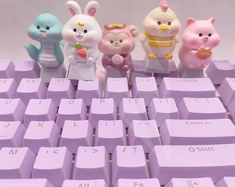 Nasadki na klawisze Anime PBT-niestandardowe dla klawiatury mechanicznej Cherry MX, urocze nasadki na klawisze zwierząt-spersonalizowane nasadki klawiszy PC, nasadki klawiszy rzemieślników, kawaii