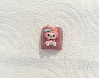 Króliczek z niebieską kokardką na klawiszach, Kawaii Anime nasadki klawiszy, niestandardowe przezroczyste Cherry MX, Kawaii przezroczysty klucz Cap, nasadki klawiszy anime