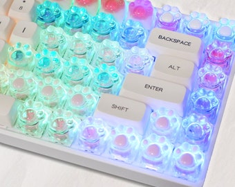 Klawiatura mechaniczna z klawiszem Anime - łapa kota 3D, przezroczysta i urocza, oryginalny, ręcznie robiony prezent, ozdoba z żywicy dla graczy