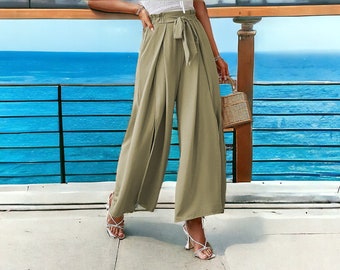 Wide Leg Pants Loose Pants Cute Pants Baggy Pants Black Pants Pleated Pants Gift for Her Summer Clothing Comfy Pants