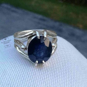 Natural Sapphire Gemstone Ring Sterling Silver 925 Ring For Men Blue Sapphire Genuine Gemstone Ring For Men Gift For Him Birthstone Ring