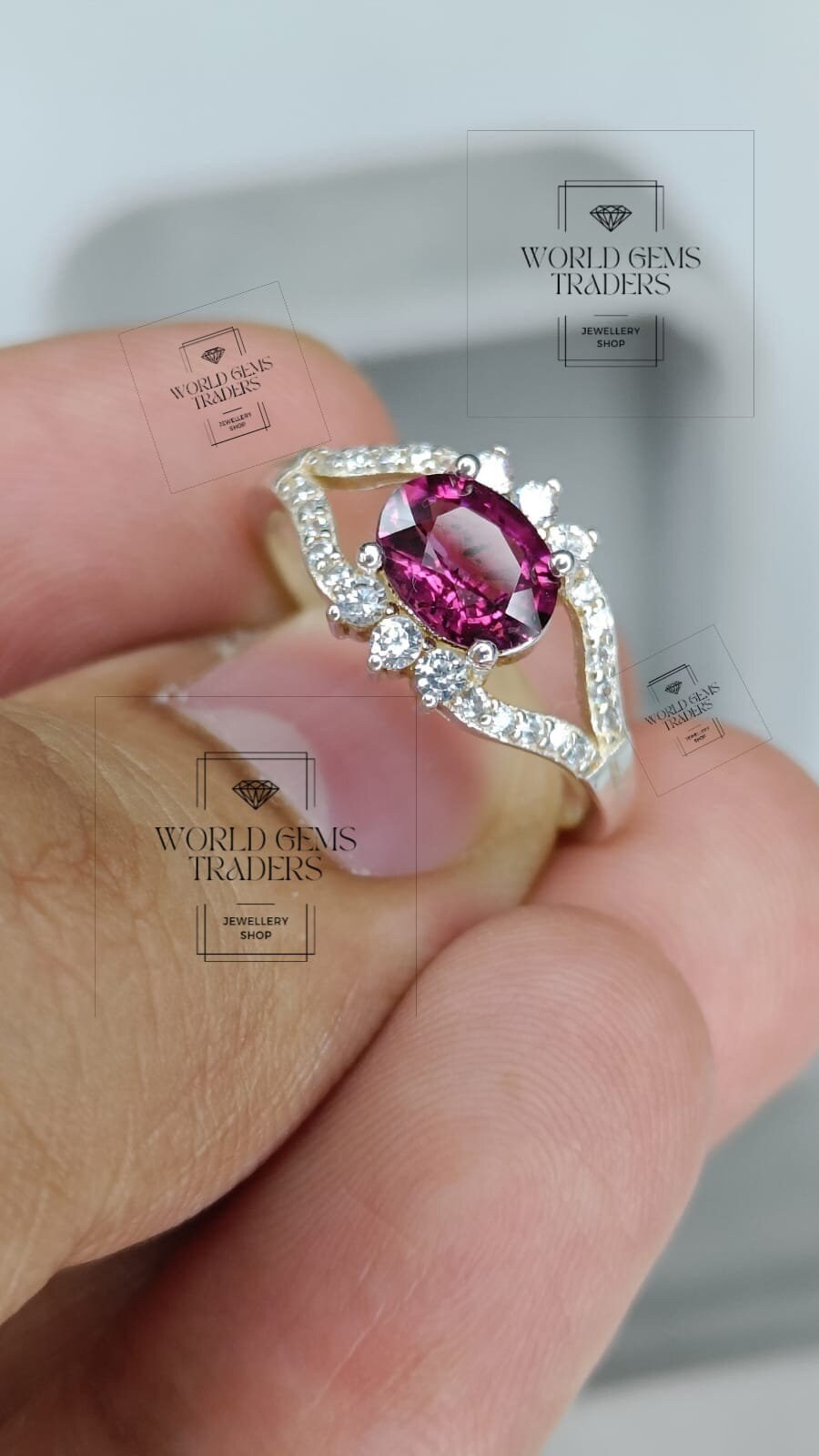 Jewelryonclick Sterling Silver Prong-Set Pink Ruby Ring For Women - 4.5 Carat Genuine Gemstone