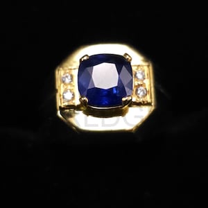 Exquisite Natural Handcrafted Estate Ceylon Sapphire Gold Ring: A Precious Gift for Him or Her Manly Rings
