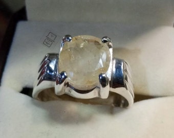 Buy Handmade Natural Sapphire Sterling Silver Ring: Pukhraj