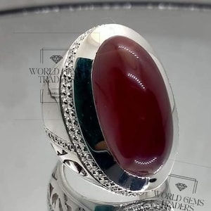 Beautiful Natural Red Agate Ring Sterling Silver 925 Genuine Gemstone Ring For Men  Elegant Design Ring Birtstone Ring Gift For Him