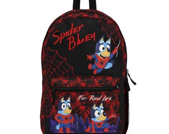 Spider Bluey Backpack | Cartoon Spider-Web Character School Bag