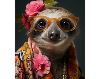Fancy Sloth Art Print (No Frame)