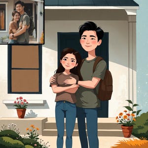 Custom Couple Illustration In A Cartoon Style. Couple portrait. Personalized Custom Portrait. Personalized Gift. Digital Download.