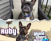 Custom Pet Portrait GTA Style, Digital Pet Illustration & Print, GTA-Inspired, Digital Personalized Pet Gift