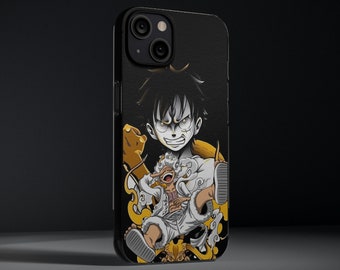 Anime de una pieza, funda de iPhone anime con Luffy Gear 5, funda de teléfono de una pieza Funda de teléfono anime para Iphone 15,14,13,12,11,X,SE,8, Anime,Una pieza