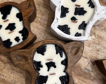Mini Cow Head Dough Bowl Candle in Velvety Vanilla  Soy Wax