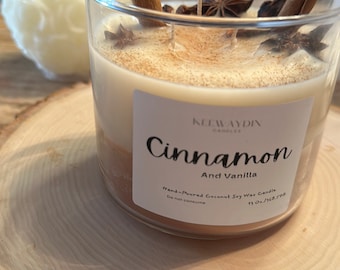 Cinnamon Vanilla Coconut Soy Handmade 13 Oz. Candle