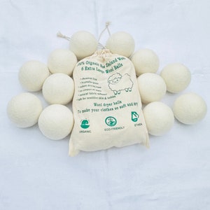 Dryer Balls | Natural 100% Wool 6 Large Dryer Ball | Dryer Ball | Tumble Dryer Laundry Energy saving and cotton storage bag |6 pieces of set