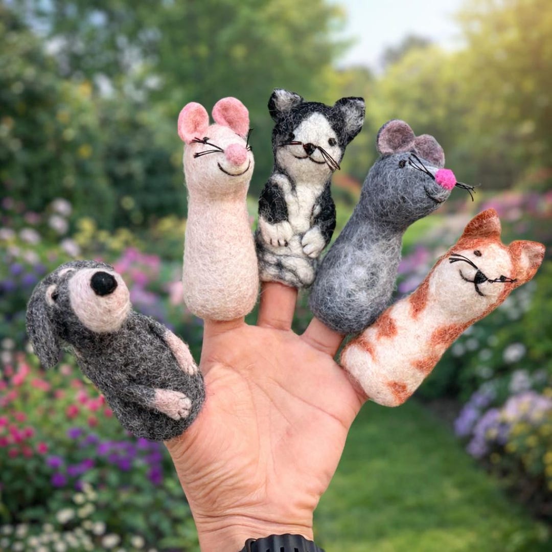 Handmade Wool Felt Animal Finger Puppets | Kids Storytelling - Etsy