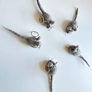 Handmade Felt Mouse Keychain: Fair Trade Wool Ornament