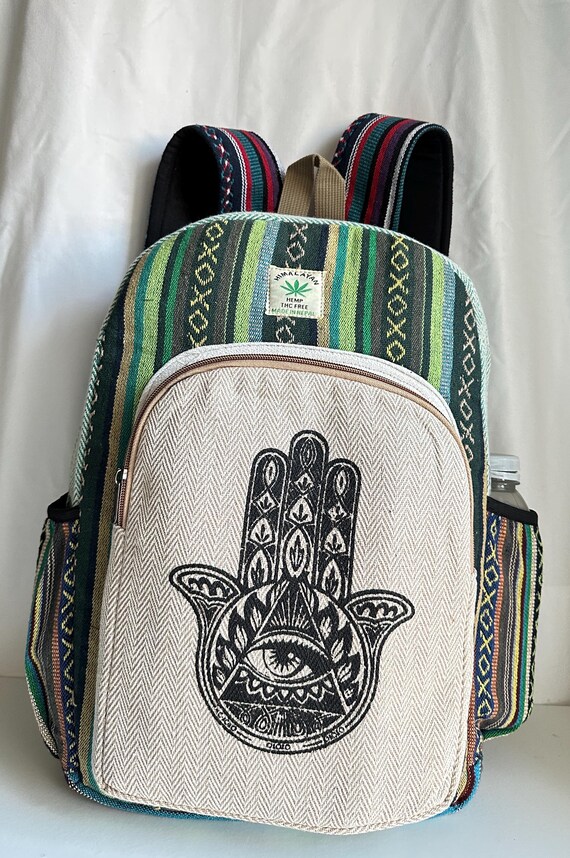 Hamsa Print Himalayan Hemp Backpack: Eco-friendly Organic  display picture 2