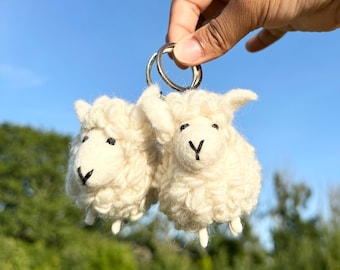 Needle Felted Sheep Keychain: Fair Trade Wool Ornament