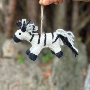Needle Felt Zebra Ornament | Zebra | Felt Zebra | Felt Christmas Decoration Ornament | Fair Trade Ornament | Zebra Felt Christmas Ornament