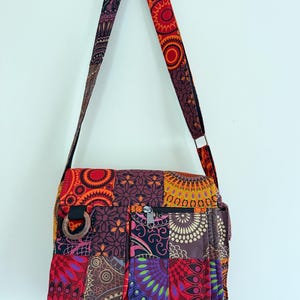 Boho Embroidered Cotton Crossbody Bag: Handmade Himalayan patchwork Messenger bag