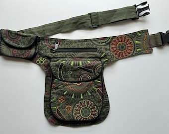 Cotton Waist Bag Money Belt |Cotton Fanny Pack | passport bag | Hip Bag | FannyPack | Hip Bag  Waist Pack | Fair Trade Fanny Pack
