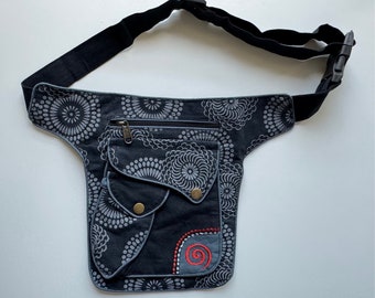 100% Cotton Waist Bag Pack Money Belt |Cotton Fanny Pack | passport bag | Hip pouch | Bum Bag | Hip Bag  Waist Pack | Fair Trade Fanny Pack