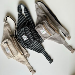 Sac banane en chanvre | Porte-monnaie himalayen 100 % chanvre/coton | Sac banane unisexe en chanvre | sac banane | sac banane | commerce équitable | fait main au Népal | CCN