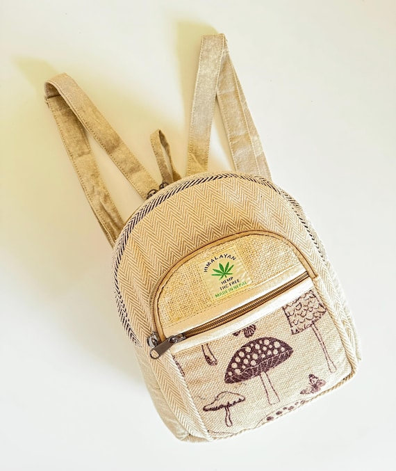 fair trade mini backpack Mushroom Hemp Mini Backpack: Nepali Fair Trade Bag