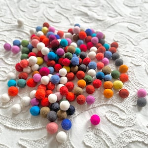 2 cm felt ball | multi coloured | wool pom pom ball | 100% New Zealand  wool felted ball | DIY craft | felt ball DIY Garland | made in Nepal