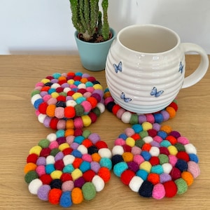Felt Coasters Set of five | Multi Colored Felt Coasters | Fair Trade Tea Coasters| Colorful Felt Coaster | Tea Cup Coaster|Table Mat Coaster