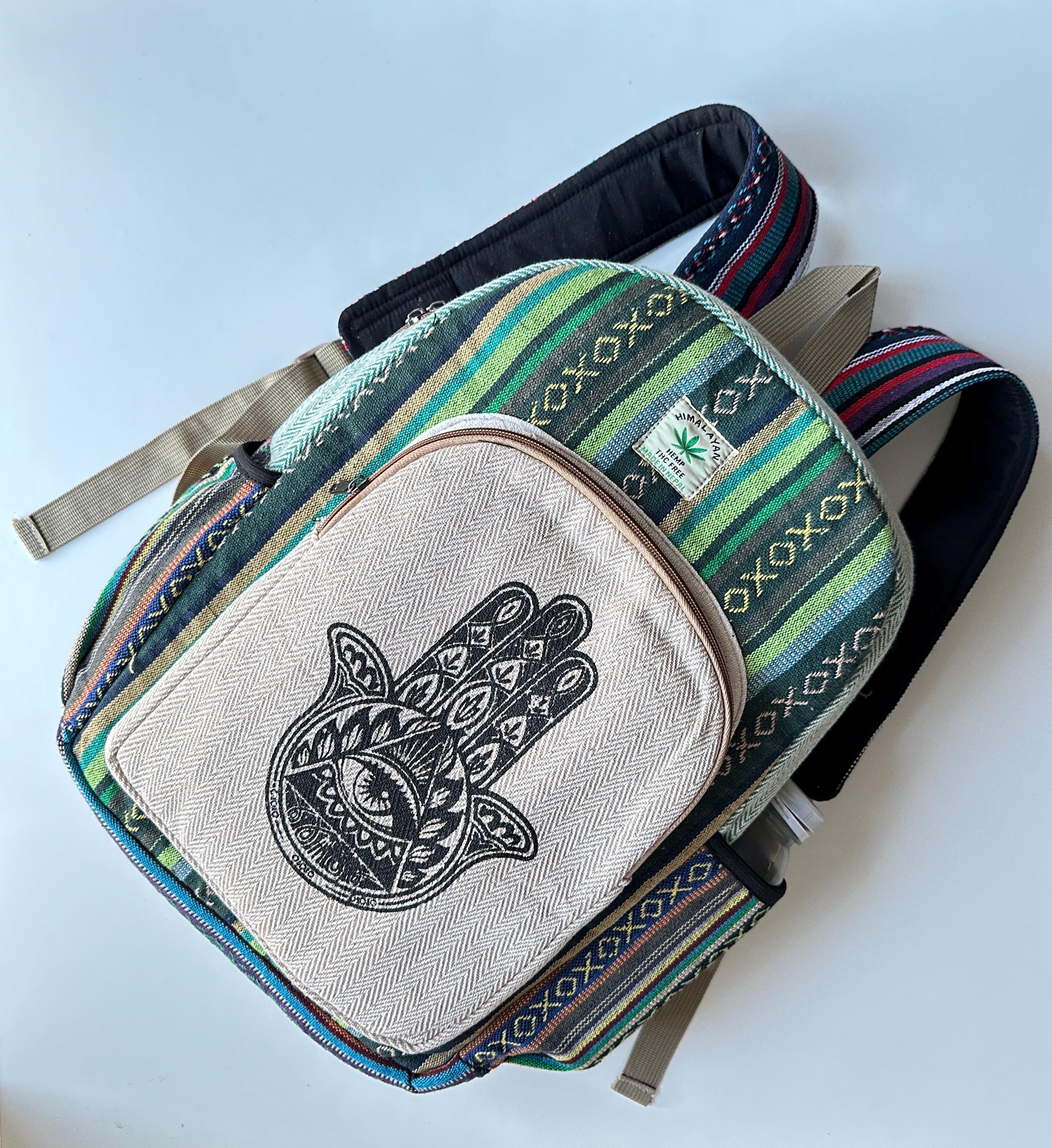 Hamsa Print Himalayan Hemp Backpack: Eco-friendly Organic  display picture 2