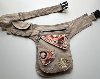 100% Cotton Waist Bag Pack Money Belt |Cotton Fanny Pack | passport bag | Hip Bag | FannyPack | Hip Bag  Waist Pack | Fair Trade Fanny Pack