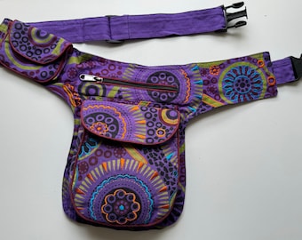 100% Cotton Waist Bag Pack Money Belt |Cotton Fanny Pack | passport bag | Hip Bag | Bum Bag | Hip Bag  Waist Pack | Fair Trade Fanny Pack