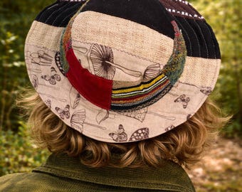 Patchwork hemp Hat | Eco friendly bohemian travel hat