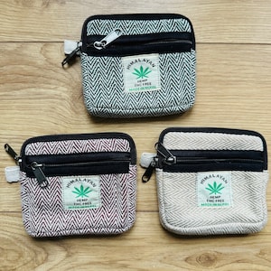 Monedero de cáñamo, Estuche de cáñamo, Cartera de cáñamo, Monedero, Comercio justo, Neceser de maquillaje, Cáñamo orgánico, Algodón, Ecológico, Neceser con cierre de cremallera