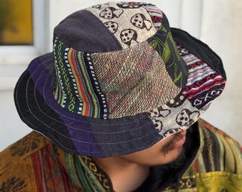 Patchwork hemp Hat | Eco friendly bohemian travel hat