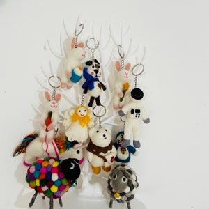 Needle Felted Animal Keychain: Handmade Wool Ornament