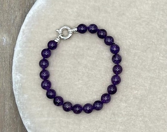 Amethyst Gemstone Bracelet with Sterling Silver Clasp